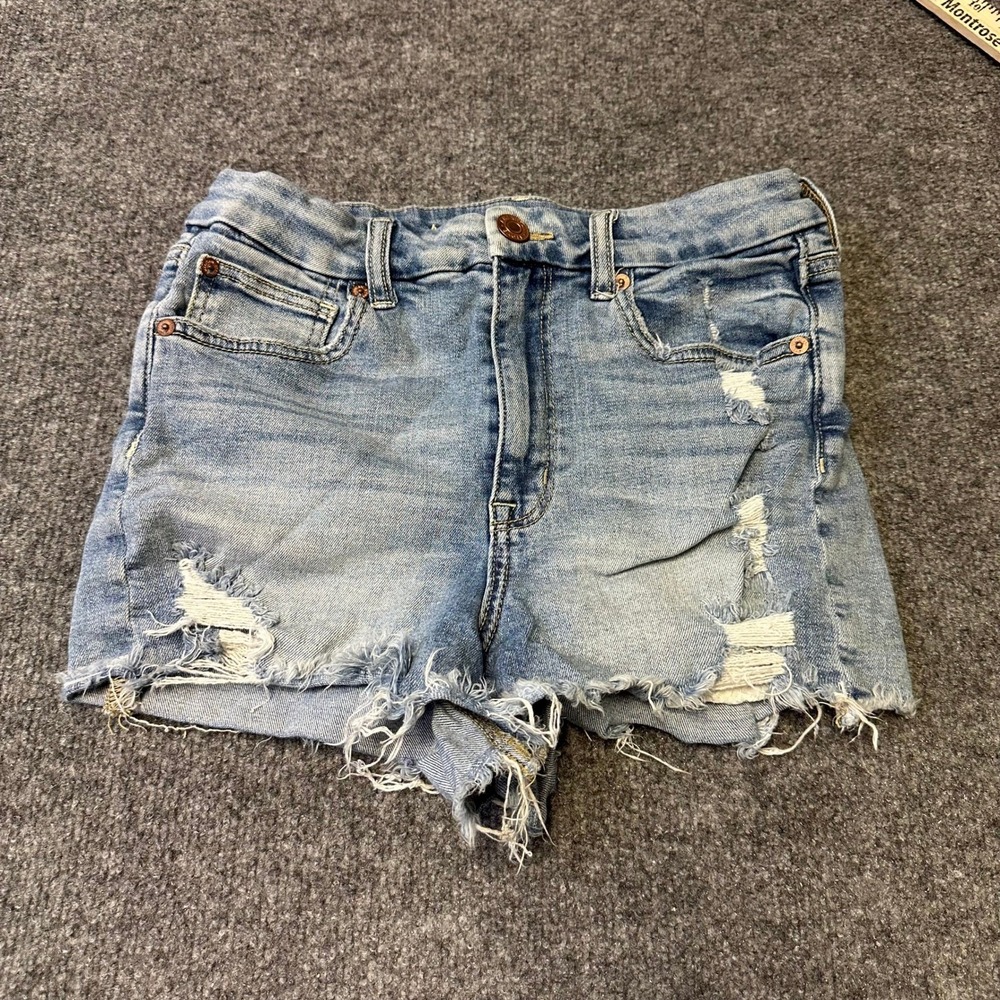 American Eagle Denim Shorts Womens Size 6 Blue Distressed High Waisted Cut Off